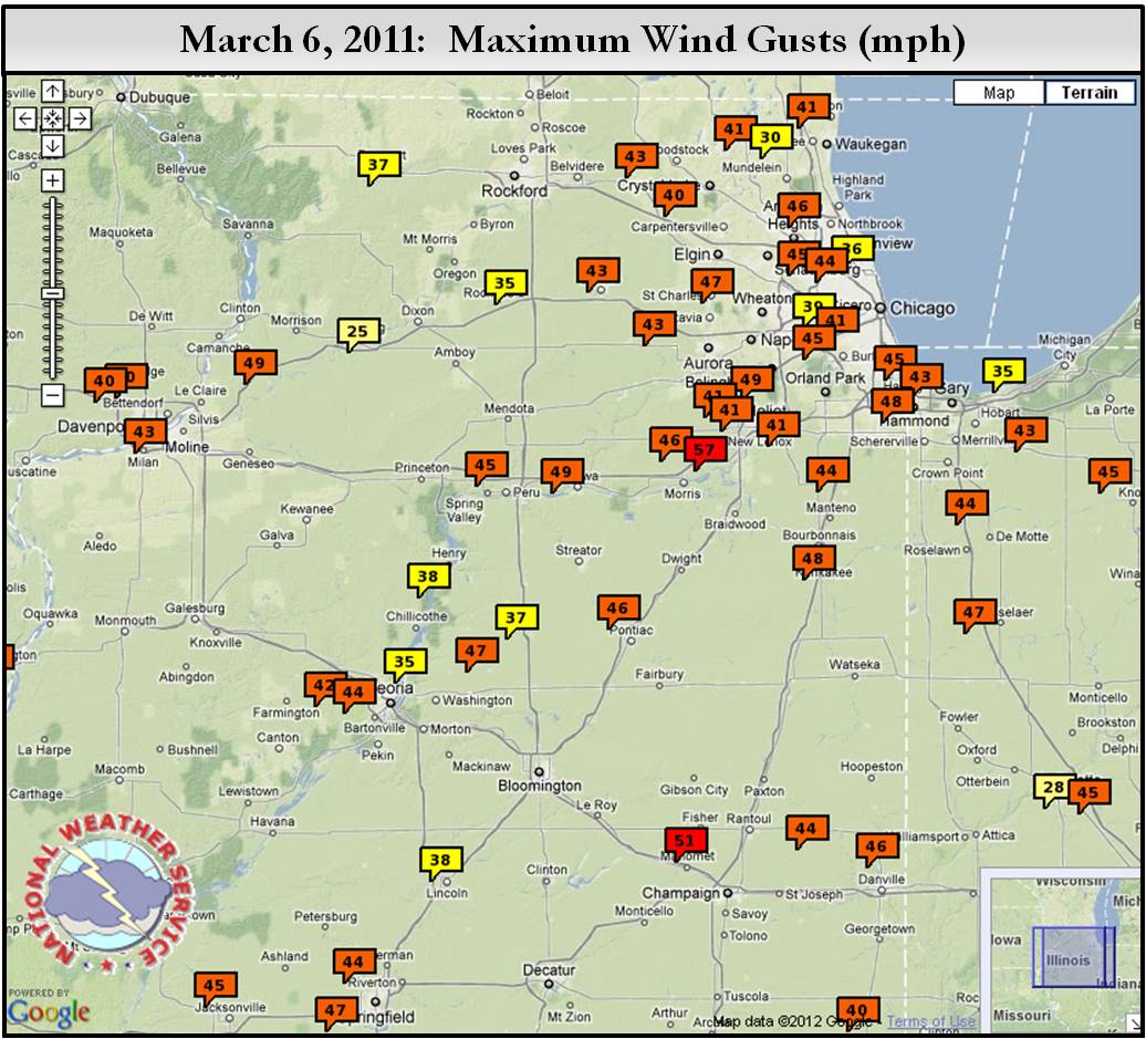 Mar 06th 2012 Area Wind Gusts